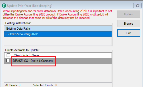 Image showing the option to update prior year bookkeeping.